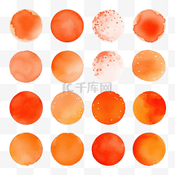 抽象橙色水彩圆圈标签