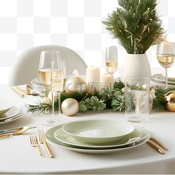 绿色派派图片_享受绿色和白色装饰的圣诞餐桌布