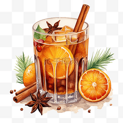 花冬图片_圣诞节用麦芽酒橙子和肉桂绘制的