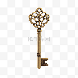 成功的钥匙图片图片_白色背景上的复古钥匙古董金钥匙