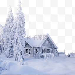 冬天冰雪景图片_圣诞节的房子和雪冬季森林