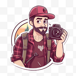 棒球帽卡通帽子图片_Instagram 剪贴画卡通拿着相机的男