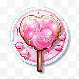 情人节贴纸，上面有粉色糖果和焦