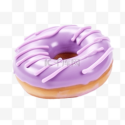 切出带有紫色糖霜的甜甜圈
