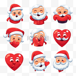 爱与笑脸图片_爱圣诞老人矢量集的表情符号