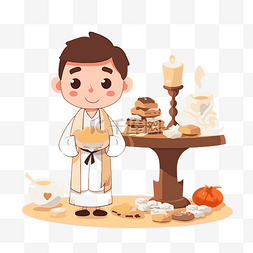 面包和饼干图片_圣餐剪贴画牧师人物拿着面包和饼