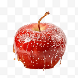 苹果在桌上图片_在红苹果上撒上焦糖和糖装饰，这