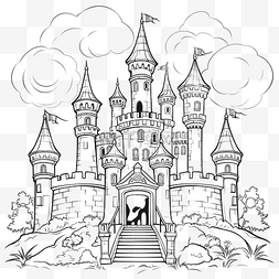 儿童涂鸦集图片_儿童着色书插图古老的万圣节城堡