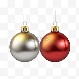 红色节日庆典图片_圣诞球逼真的银红色和金色风格