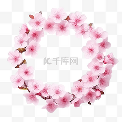 樱花季浪漫图片_美丽的粉红色樱花或樱花花环框架