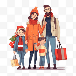 超市里快乐的年轻家庭选择圣诞礼