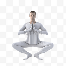 做的人图片_做瑜伽姿势的人的 3d 插图