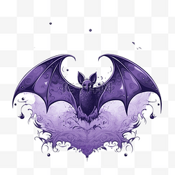 卡通死亡动物图片_万圣节快乐紫色调精灵幽灵蝙蝠和