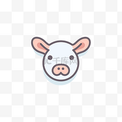 猪头的图片_平面图案中的白色卡通猪头符号 