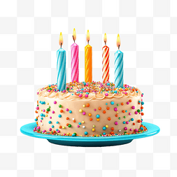 蓝色磨砂背景图片_生日蛋糕与孤立的蜡烛