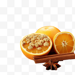 橙子和橙汁图片_圣诞香料和橙子