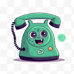 铃声电话剪贴画绿色电话卡通与微