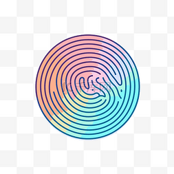 白色背景上的彩虹色圆形指纹图标