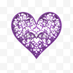 紫色的心形图片_紫色剪纸心