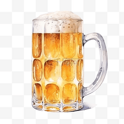 啤酒图片_水彩啤酒杯