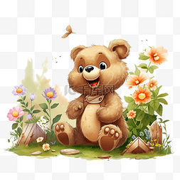 美丽环境图片_花园里美丽的熊 ai 生成