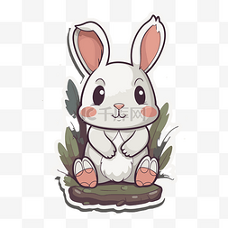 可爱的兔子贴纸卡通人物打印剪贴