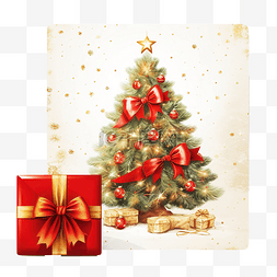 圣诞快乐贺卡或带有红包插图的邀