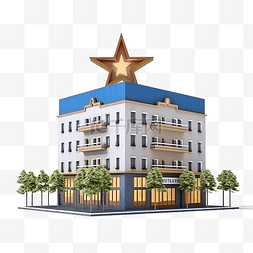星型图形图片_3d 渲染板酒店与五星级隔离