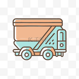 小卡车图片_蓝色和橙色平面设计的小卡车图标