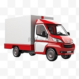 物流送货车图片_带包裹箱运输车 3d 渲染的送货车