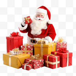 圣诞老人和彩色礼品盒