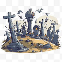 幽灵般的墓地剪贴画卡通万圣节墓