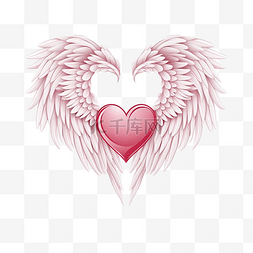 带天使翅膀的心插画