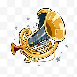 sousaphone 剪贴画 带有星星和卡通星