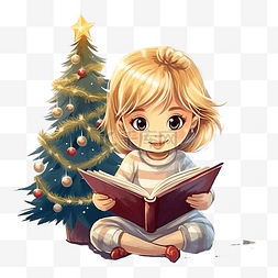 礼物箱图片_可爱的金发小女孩在圣诞树附近的