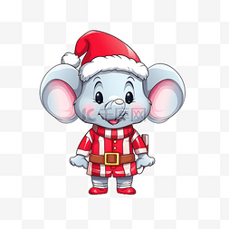 大象的像图片_可爱的大象穿着圣诞老人服装与圣
