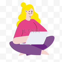 办公室职场插画图片_办公职业女性粉色