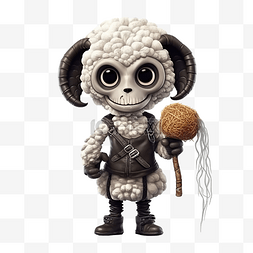 电烤羊肉串图片_可爱的羊穿着骷髅万圣节服装并携
