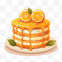 星星丝带橙色图片_蛋糕橙色图形