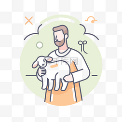 简单好用图片_拿着羊羔的男人插画 向量