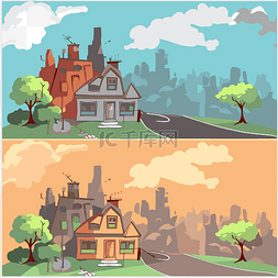 过渡剪贴画 城市和乡村场景的两