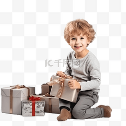 快乐的小小孩图片_圣诞树附近可爱的小孩圣诞节快乐
