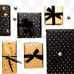 金色和黑色的圣诞系列包装纸