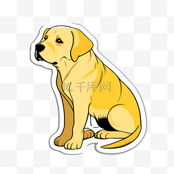 黄色的猎犬图片_黄色拉布拉多猎犬贴纸，带有大头