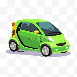 智能汽车插画图片_ev剪贴画智能汽车与充电器矢量插