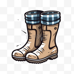 袜子和雪地靴冬季元素插画
