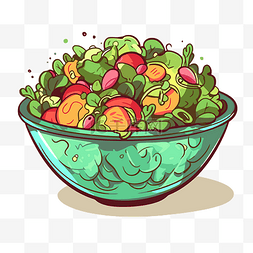沙拉碗剪贴画 碗卡通中绿色沙拉