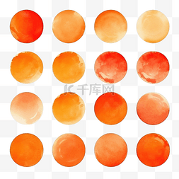 水彩调色板图片_抽象橙色水彩圆圈标签