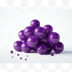 白色背景中的一堆紫色果冻球