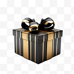礼物金色丝带图片_圣诞礼物黑色和雪条纹礼物与金色